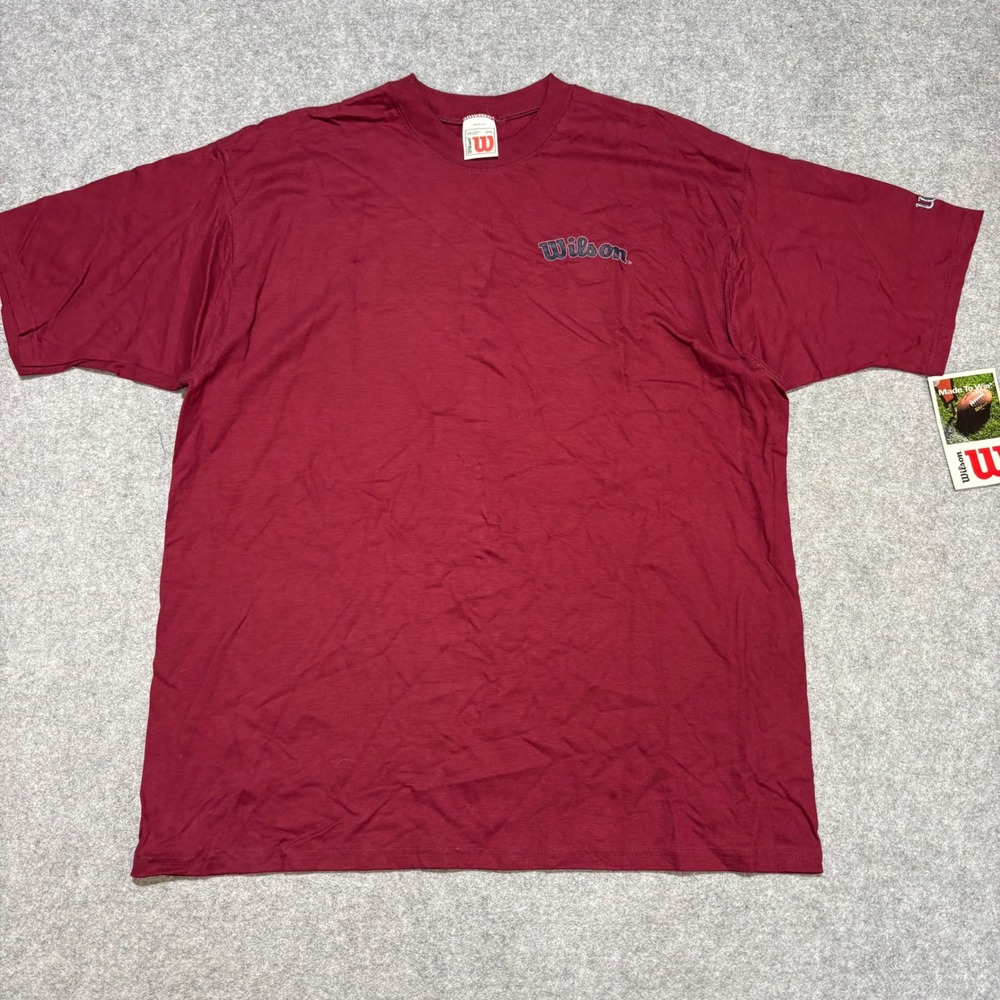 Vintage Wilson T-Shirt Mens XXL Maroon Short Sleeve Embroidered Logo Made in USA